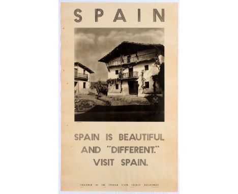 Group of two original vintage travel posters advertising Spain as a destination. 1. Original vintage travel advertising poste