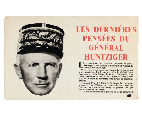 Original vintage airborne leaflet propaganda flyer issued in Great Britain to be dropped over Nazi occupied France. Les Derni