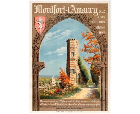 Original vintage travel poster for Montfort l'Amaury. Montfort-l'Amaury is a commune in the Yvelines department in the Île-de