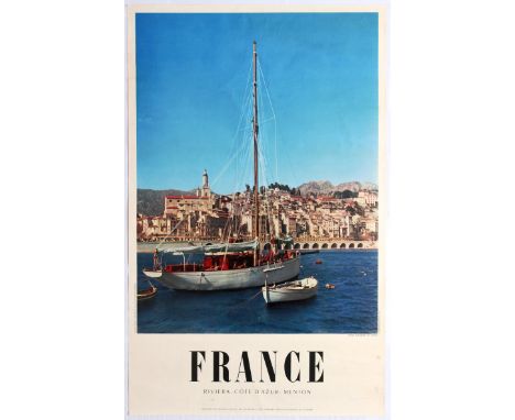 Group of 4 original vintage travel posters advertising destinations in France. 1. Original vintage travel poster promoting Fr