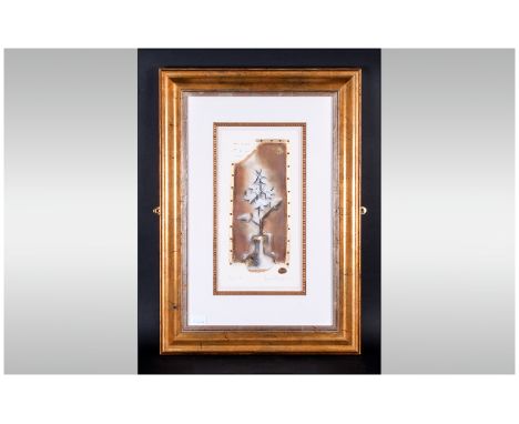 Kevin Blackburn Mixed Media and Artist Signed Art Work. Title ' Fleur II ' 27 x 19.5 Inches, Includes Frame. Mounted and Fram