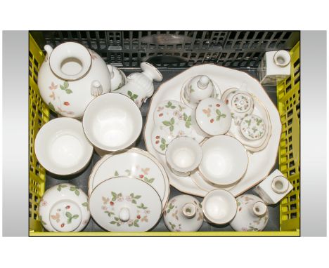 Collection Of Wedgwood 'Wild Strawberries' Ceramics including vases, trinket dishes, dressing table set, miniature cup & sauc