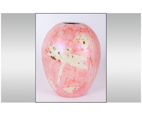 Carlton Wear ''Dragon Fly''  Pink Lustre Glaze Porcelain Vase - Made in England. 8 inches high.