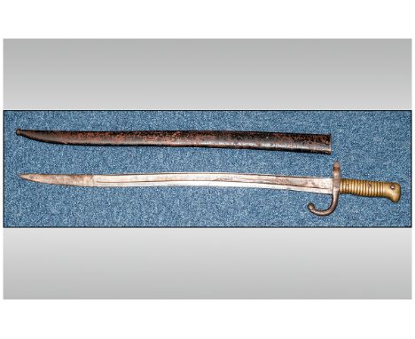 French Model 1866 Sabre Bayonet And Scabbard. Dated 1871