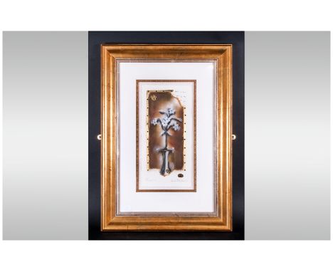 Kevin Blackburn Mixed Media and Artist Signed Art Work. Title ' Fleur I ' 27 x 19.5 Inches Includes Frame. Mounted and Framed