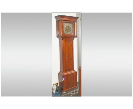 Square Brass Faced Grandfather Clock By The Eminet Maker Samuel Lawson, Keighley. The Aperture To the inner face reveals a re