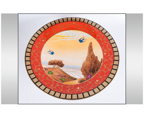 Royal Worcester Ltd and Numbered Edition - Large and Impressive Art Deco Style Hand Painted Pedestal Bowl. No 83 /250. Titled