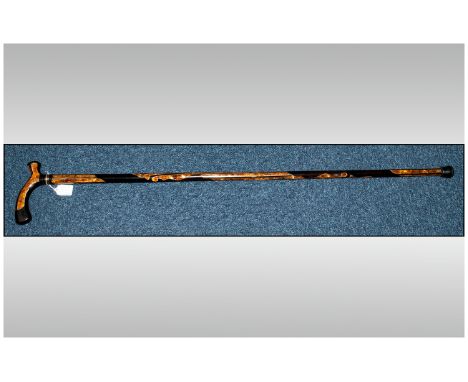 ebony walking stick inlaid with amber