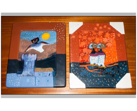 Goebel Art Gallery Two Limited Edition Painted Wall Plaques By Rosina Wachtmeister. 13½ x 11 Inches Including Frames. 