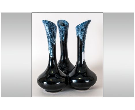 VB Pottery Three Part Bud Vase by Van Briggle the oldest continuing art pottery in the USA. Each 7'' in height.