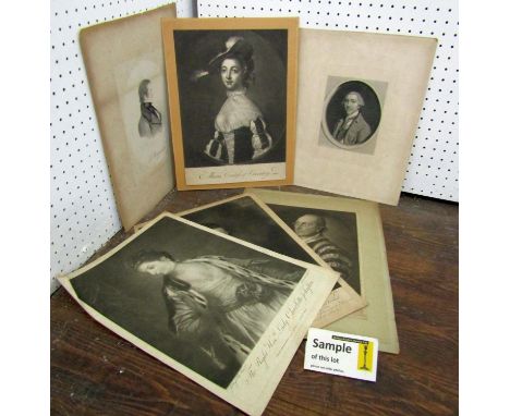 Two portfolios containing a quantity of 18th century and later engravings and prints subjects including a pair of female stud