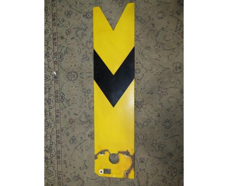 Railwayana - Enamel signal, yellow ground with single black chevron, 122cm x 31cm 