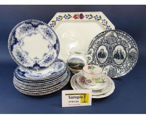 A collection of ceramics including Spode Marlborough Sprays pattern teawares comprising four tea cups, four saucers, sugar bo