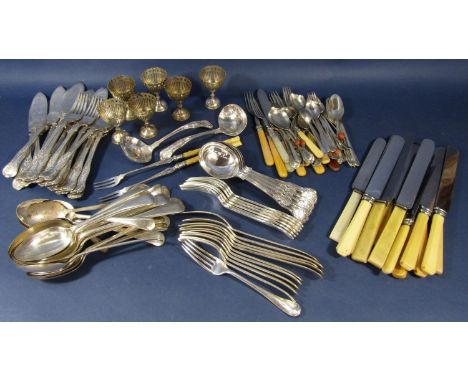 A large collection of various silver plated flatware, mainly Kings pattern, together with others 