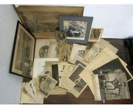 An interesting collection of 18th and 19th century and other engravings of notable characters including Mr Daniel Lambert, Th