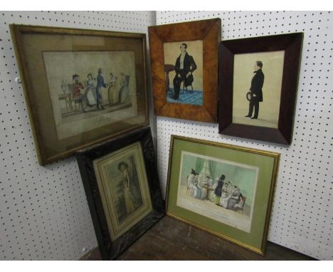 A 19th century full length portrait of a seated gentleman holding a book, gouache on paper, unsigned but with label verso Mr 