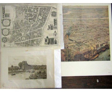 A mid 18th century black and white engraved plan of The Broad Street Ward and The Cornhill Ward, London, engraved by D Cole d