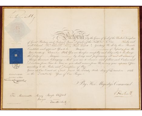 HM Queen Victoria (1819-1901). Autograph on British Army commission for Sir Henry Hugh Clifford VC KCMG CB (1826-1883), recip