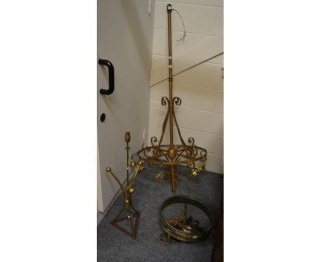 Four various brass and copper light fittings 