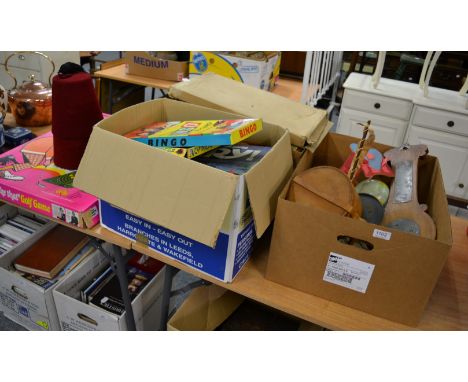 A group of vintage board and other games and toys including Bagatelle, and Tommy Cooper's 'Just like that' golf game and 2 fe