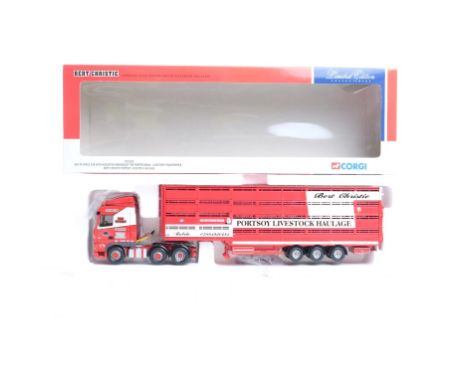  Corgi DAF XF Space Cab With Houghton Livestock Transporter - Bert Christie Portsoy Livestock Trailer | Scale: 1:50 | Model C