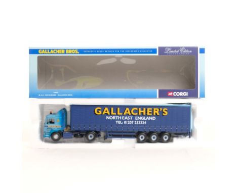  Corgi M.A.N. Curtainside - Gallacher Bros | Scale: 1:50 | Model Code: 75803 | Certificate: Yes | Lot Condition: Good | Mirro