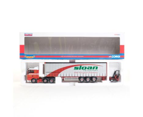  Corgi MAN TGA Curtainside & Moffett Mounty - Sloan Transport | Scale: 1:50 | Model Code: CC13421 | Certificate: Yes | Lot Co