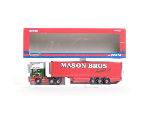  Corgi Scania R Series Topline Curtainside - Mason Bros. Transport Ltd | Scale: 1:50 | Model Code: CC13701 | Certificate: Yes