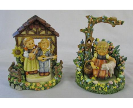 Goebel/Hummel 'Easter Morning' and 'Perfect Harmony' displays with 'Happy days' and 'Favourite pet' figurines (all boxed)