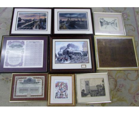 Assorted prints inc 'Good Hunting' 142/150 and 'Dock Station' 87/150 both signed and numbered in pencil by Keith Baldock & 'S
