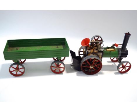 A Mamod TE1A traction engine and trailer, unboxed