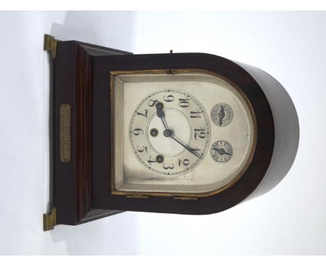 An early 20th Century three train mantel clock, with Westminster chimes, 36cm high