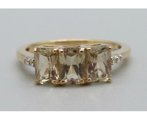 A 9ct gold, Tsarite and diamond ring, 2.3g, O 