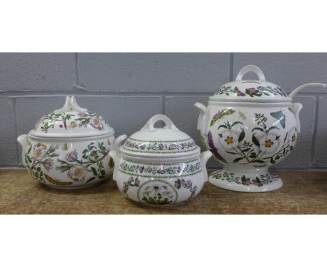 A Portmeirion soup tureen, cover and ladle, and two covered dishes (seconds) 