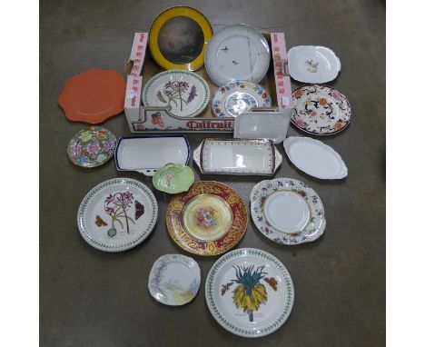 A collection of china plates including Portmeirion, Royal Worcester and Staffordshire