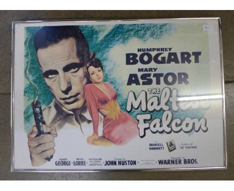 A framed vintage film poster for The Maltese Falcon 