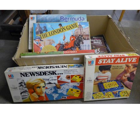 A collection of vintage board games including Cluedo, Mastermind, etc. 