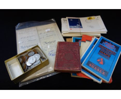 A COLLECTION OF FIRST DAY COVERS, to include the moon landing, documents, maps and ephemera