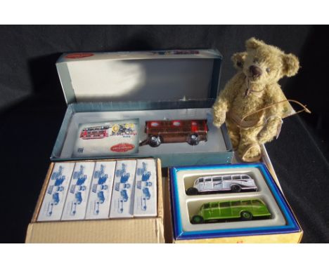 CORGI; A VINTAGE GLORY OF STEAM JOHN FOWLER SHOWMAN'S LOCOMOTIVE AND CARAVAN (box crushed) a Bear Studio Co plush teddy bear 