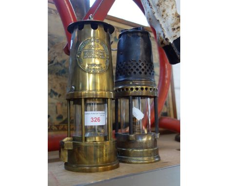 A PROTECTOR LAMP AND LIGHTING CO LTD ECCLES MINER'S LAMP TYPE 6 and another miner's lamp (converted to electricity)