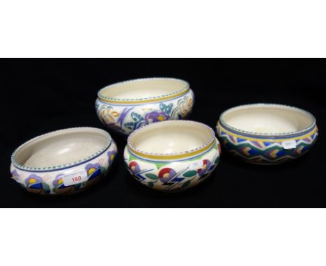 POOLE POTTERY TRADITIONAL BOWL, shape no. 965, decorated in the JS pattern, 24cm dia, another decorated in the TJ pattern, 18