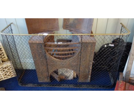 A VICTORIAN WIREWORK NURSERY FIREGUARD with brass top rail, 122cm wide