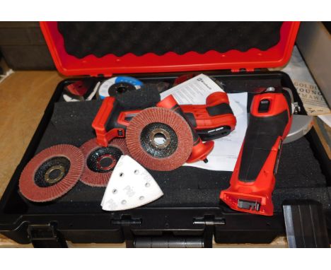 An Einhell cordless grinder, with some accessories, possibly incomplete.