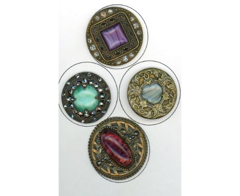 4 Large 19th century examples known as Gay 90 examples. This small card includes 4 nice examples of buttons from the late Vic