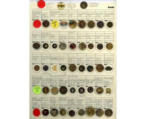 43 Small 19th &amp; 20th century metal pictorial buttons. Here is a variety of animal life on these small pictorial buttons. 