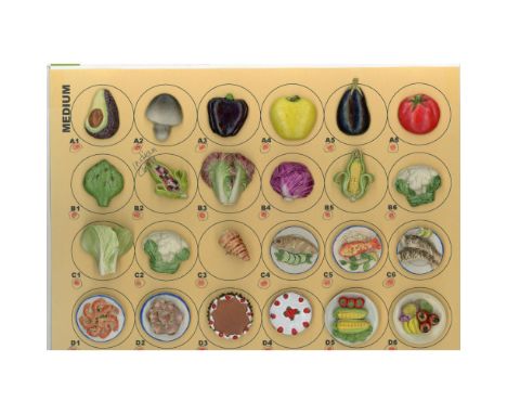 24 Medium size 20th C. buttons specialized food &amp; Vegetables. Nikki Deal is one of the most eclectic collectors we have e