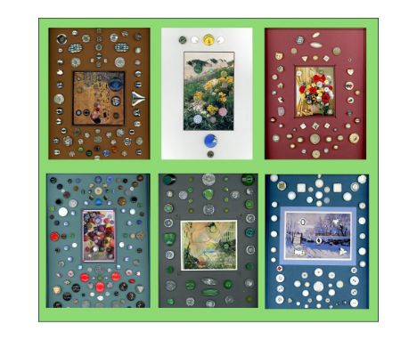 6 Cards of 19th and 20th century assorted glass buttons. This lot includes glass from the Victorian period through the 1940's