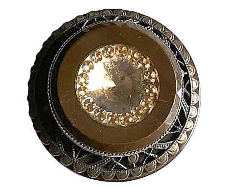 1 Large 20th century precision inlay set in a coat button. Here is a wonderful example of a Bakelite coat button from the 193