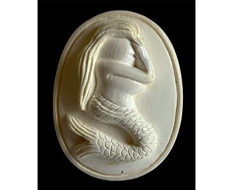 1 Large 20th century oval Meerschaum button. This hand carved button of a Mermaid is a harder to find subject matter. Meersch
