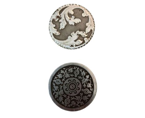 2 Large 19th century beautifully engraved examples. This lot consists of two great very large flat thick and heavy steel butt